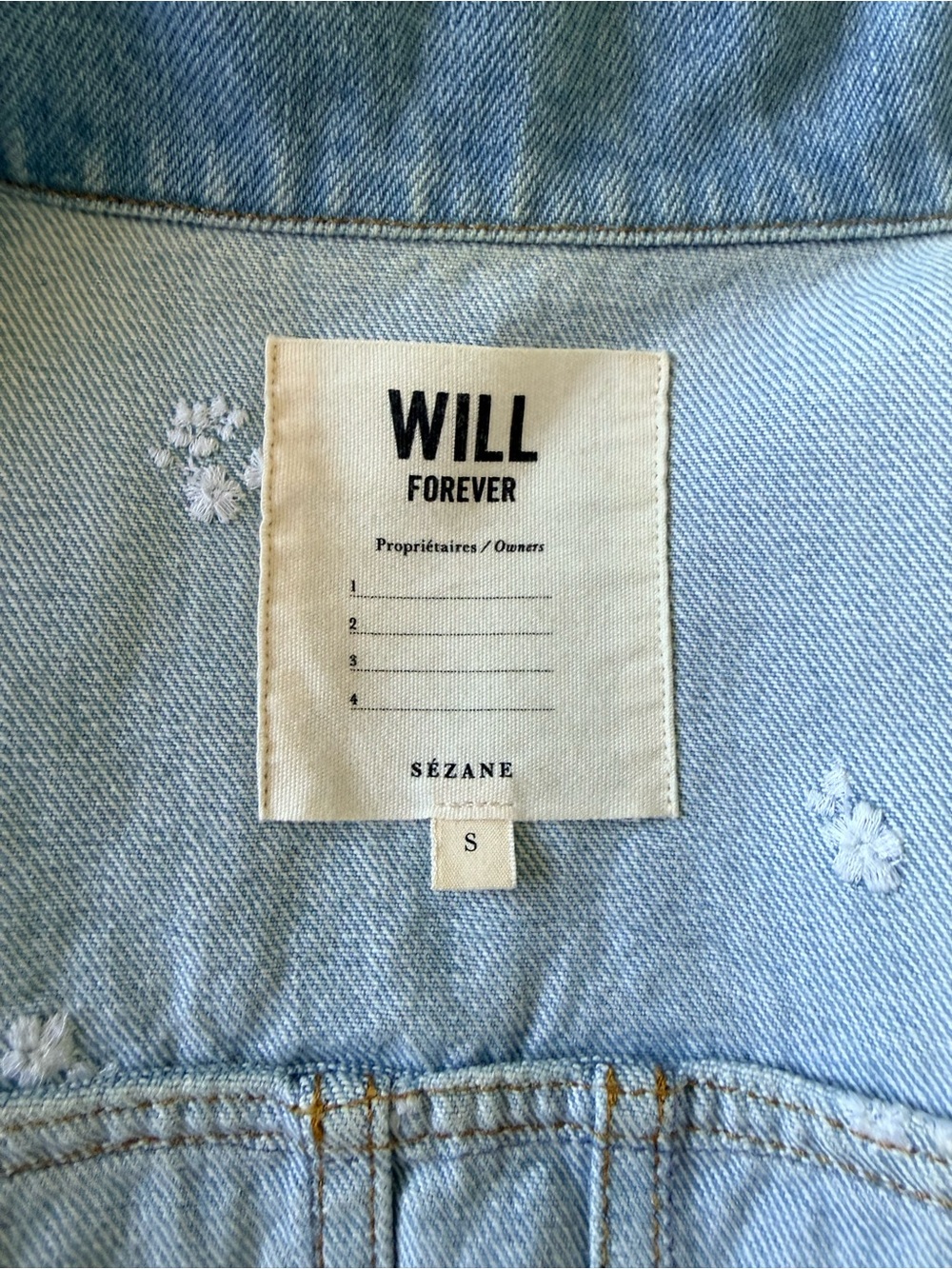 Sézane Will Forever Jacket in Light Blue Floral Denim - Size S - Picture 3 of 7